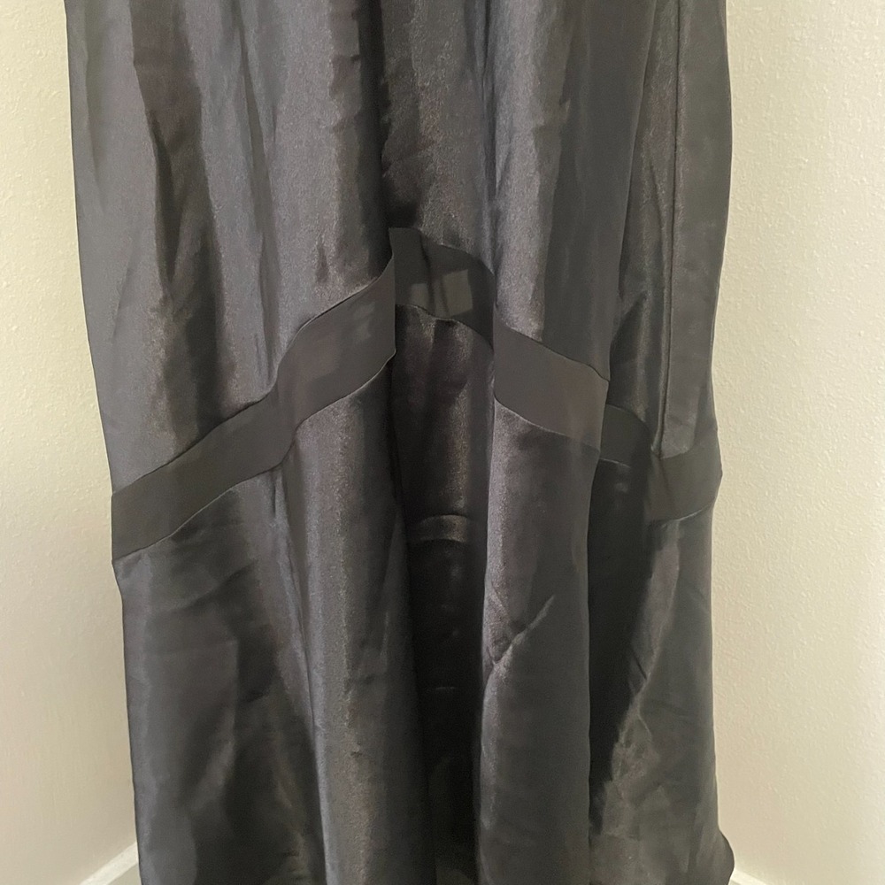 NWT LINEA DONATELLA Sz L Black Satin Long Babydoll Slip Dress Nightgown Y2K VTG - Picture 6 of 13